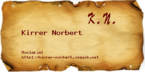 Kirrer Norbert névjegykártya